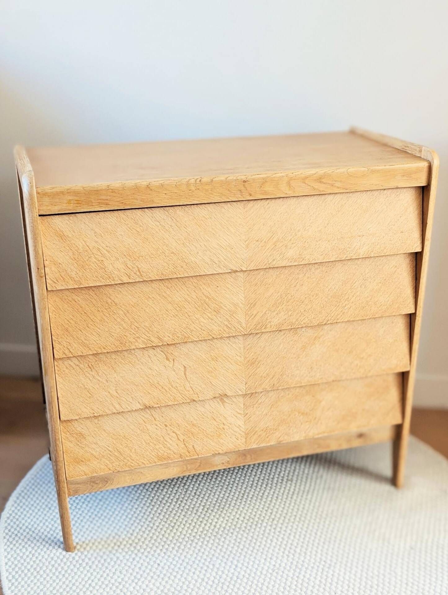 Commode vintage rénovée, années 50 60, chêne blond 