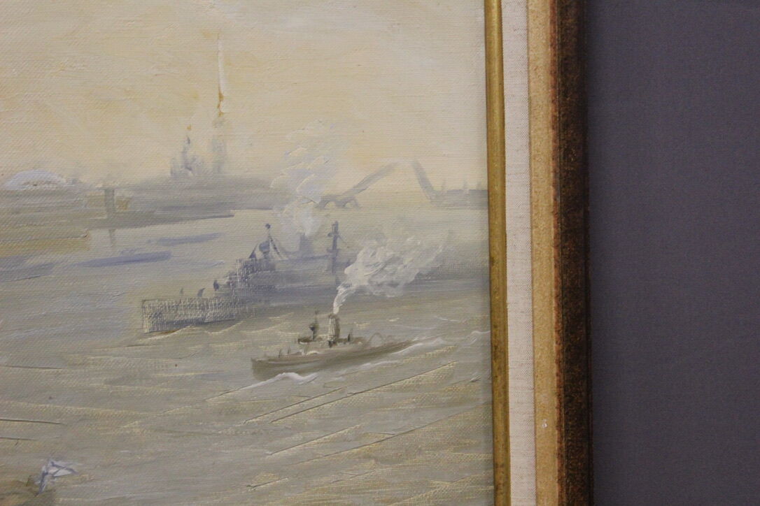 Oil on canvas Marine scene The entrance to Port XX