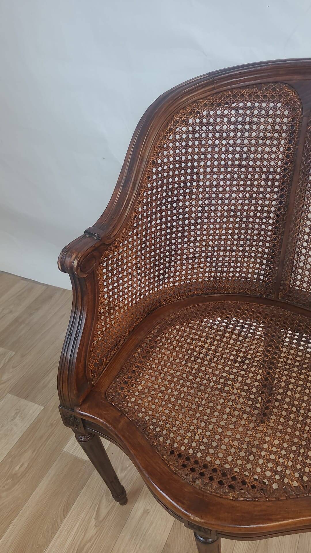 Carved wooden cane armchair – Louis XVI style