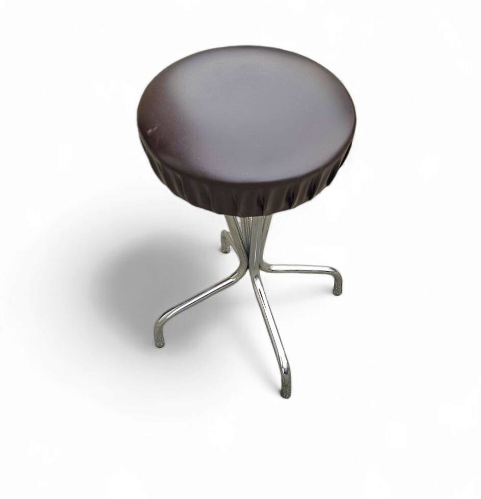 3 x stool / black top / chrome frame / 1970s  / Height 53 Depth 40 cm