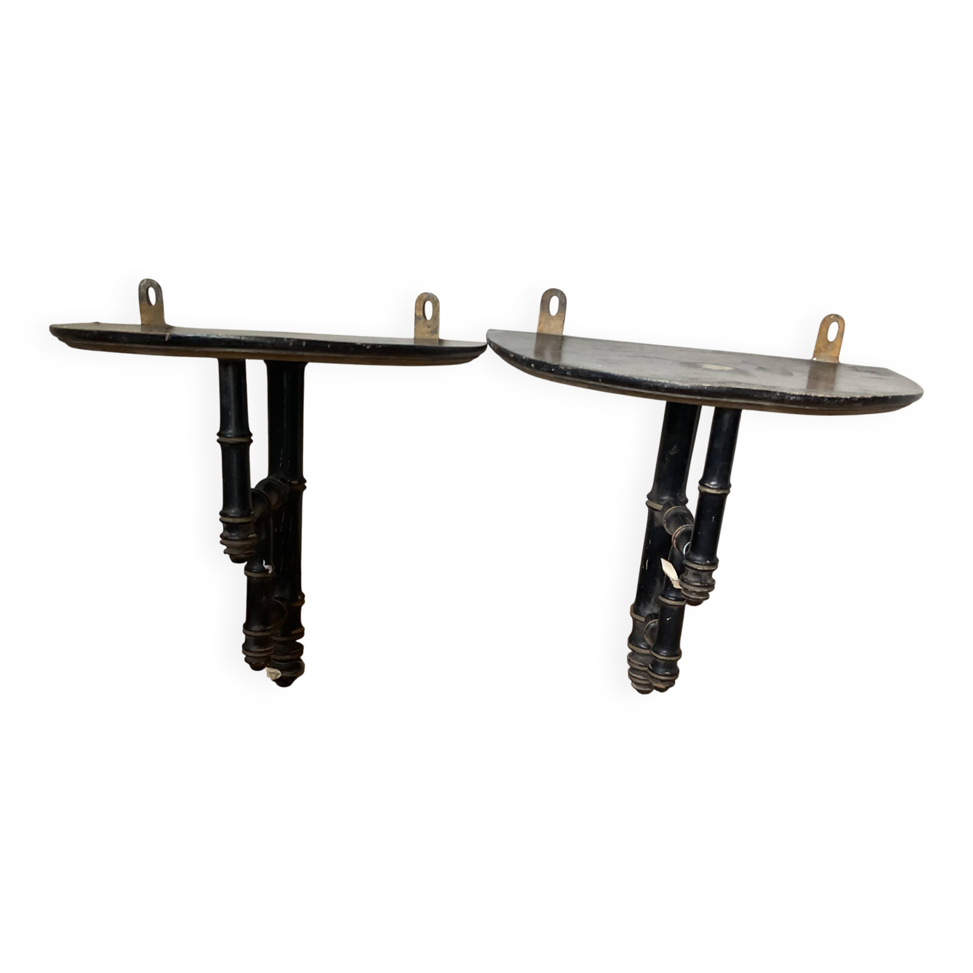 Pair of small wall-mounted consoles, late 19th century.