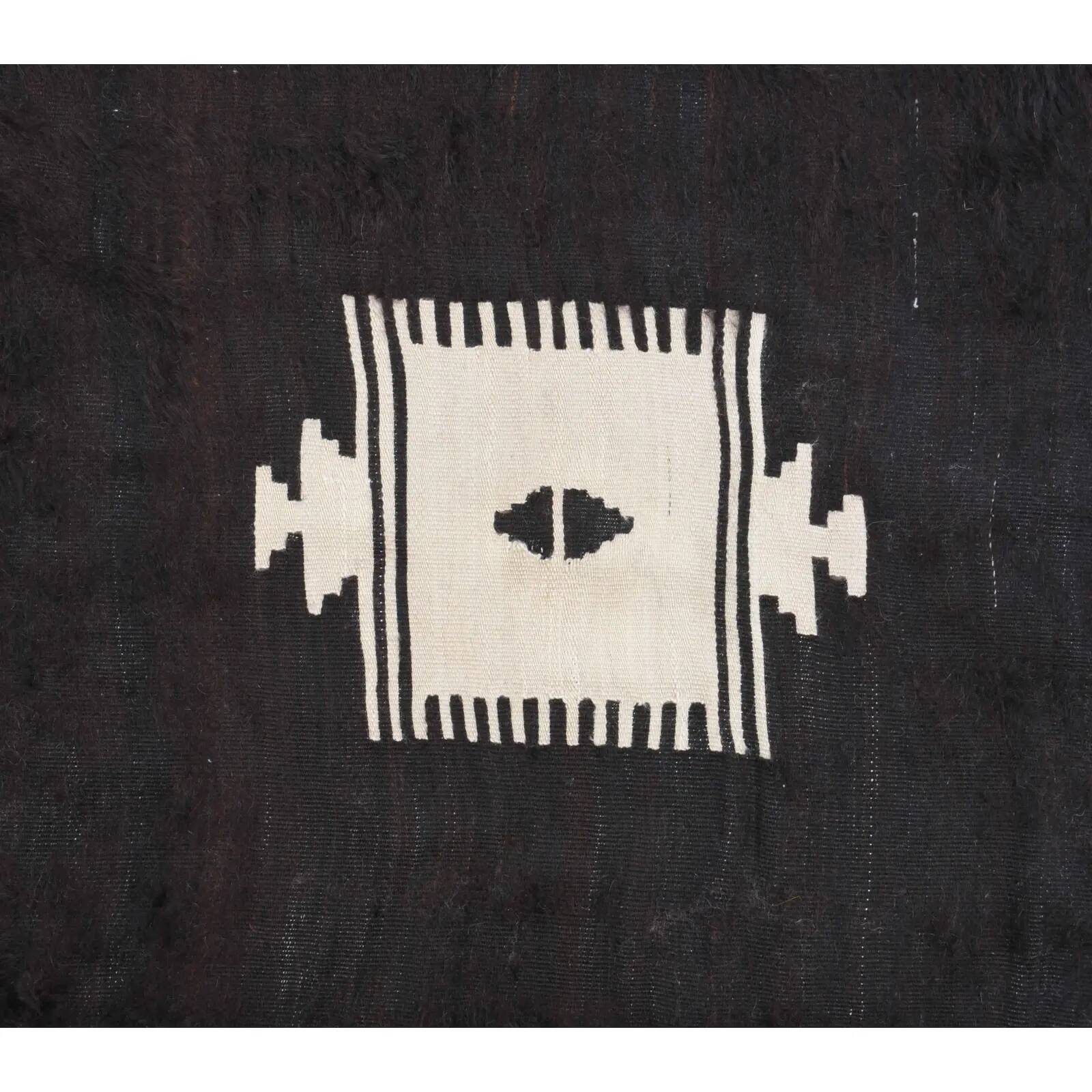 Vintage Turkish hand-knotted wool cotton brown kilim area rug 118x170