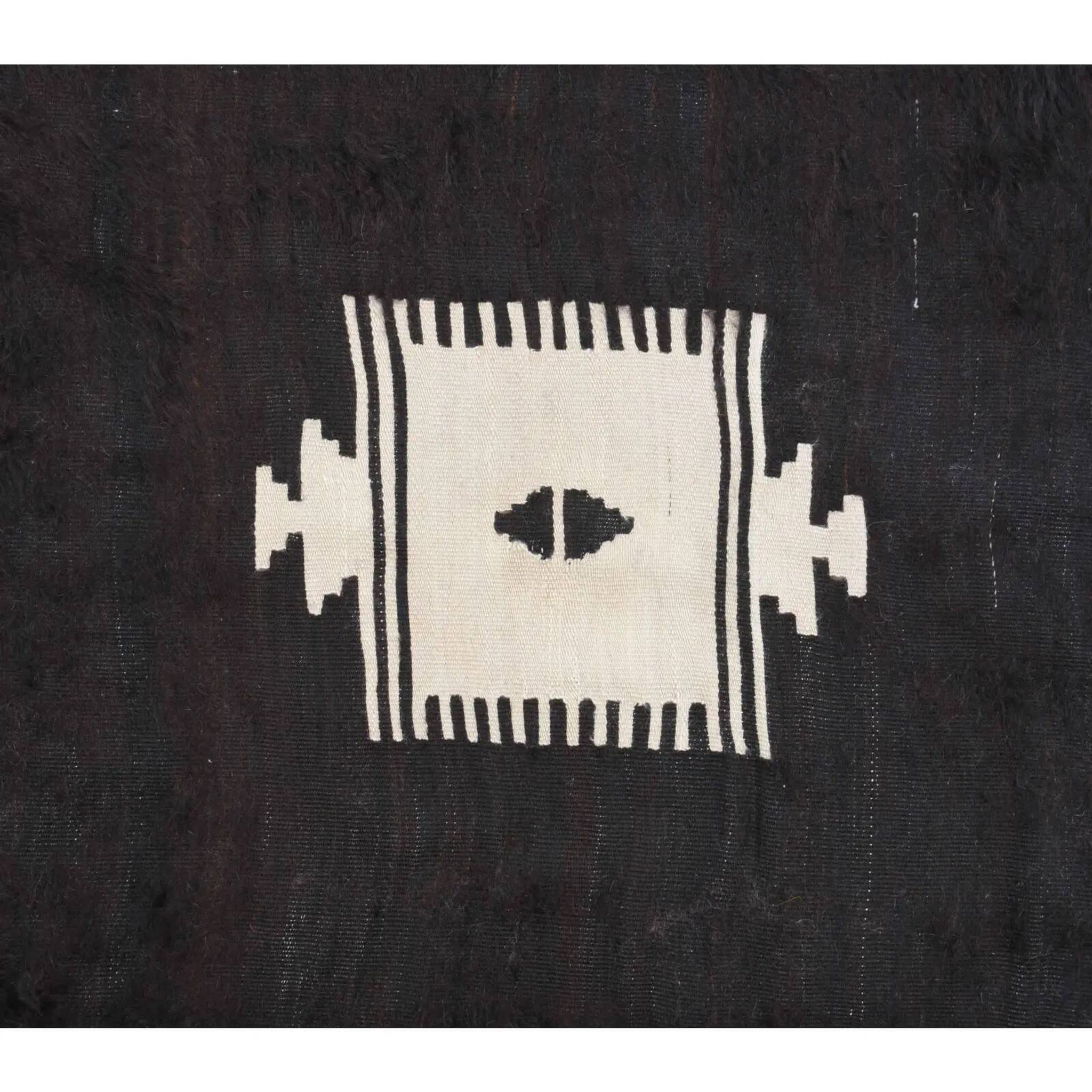 Vintage Turkish hand-knotted wool cotton brown kilim area rug 118x170