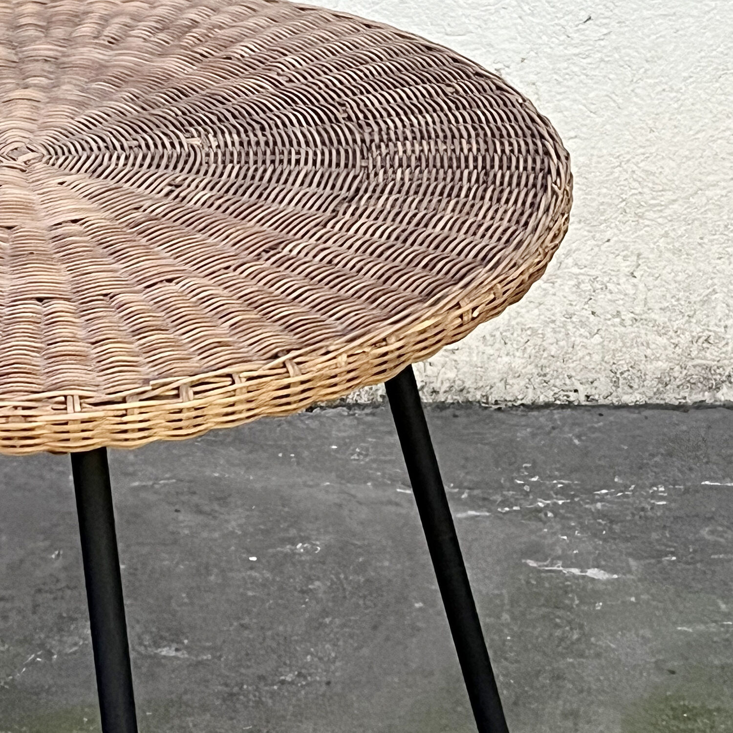 Vintage wicker side table from the 60s