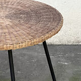 Vintage wicker side table from the 60s