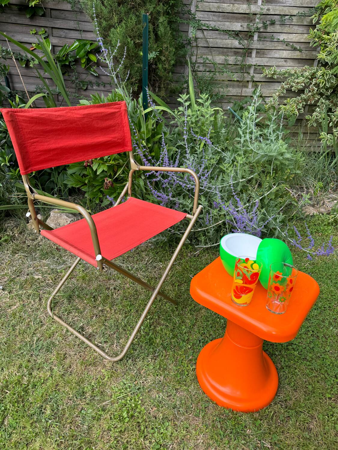 Vintage orange folding camping chair