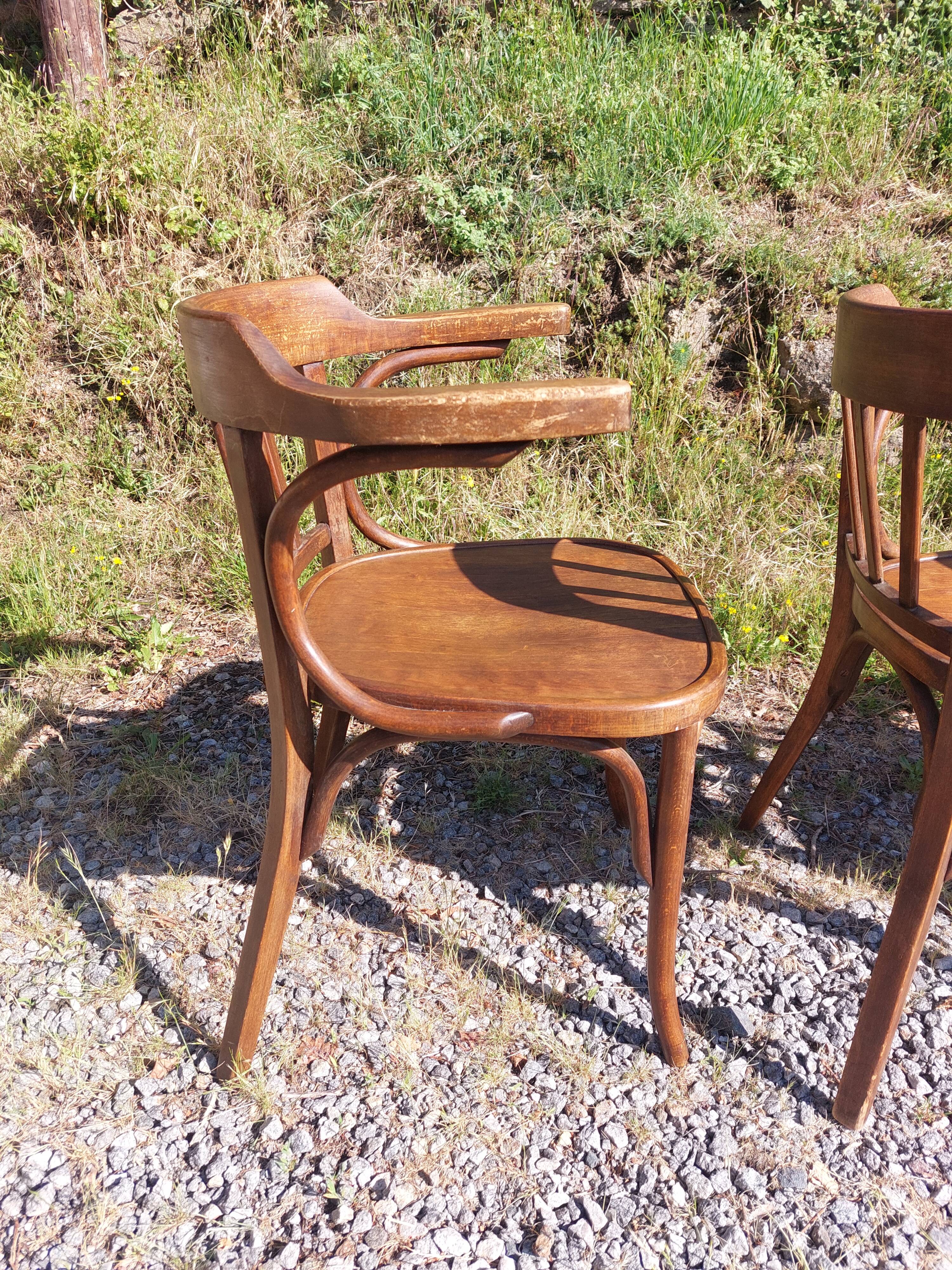 4 fauteuils Baumann en bois courbé