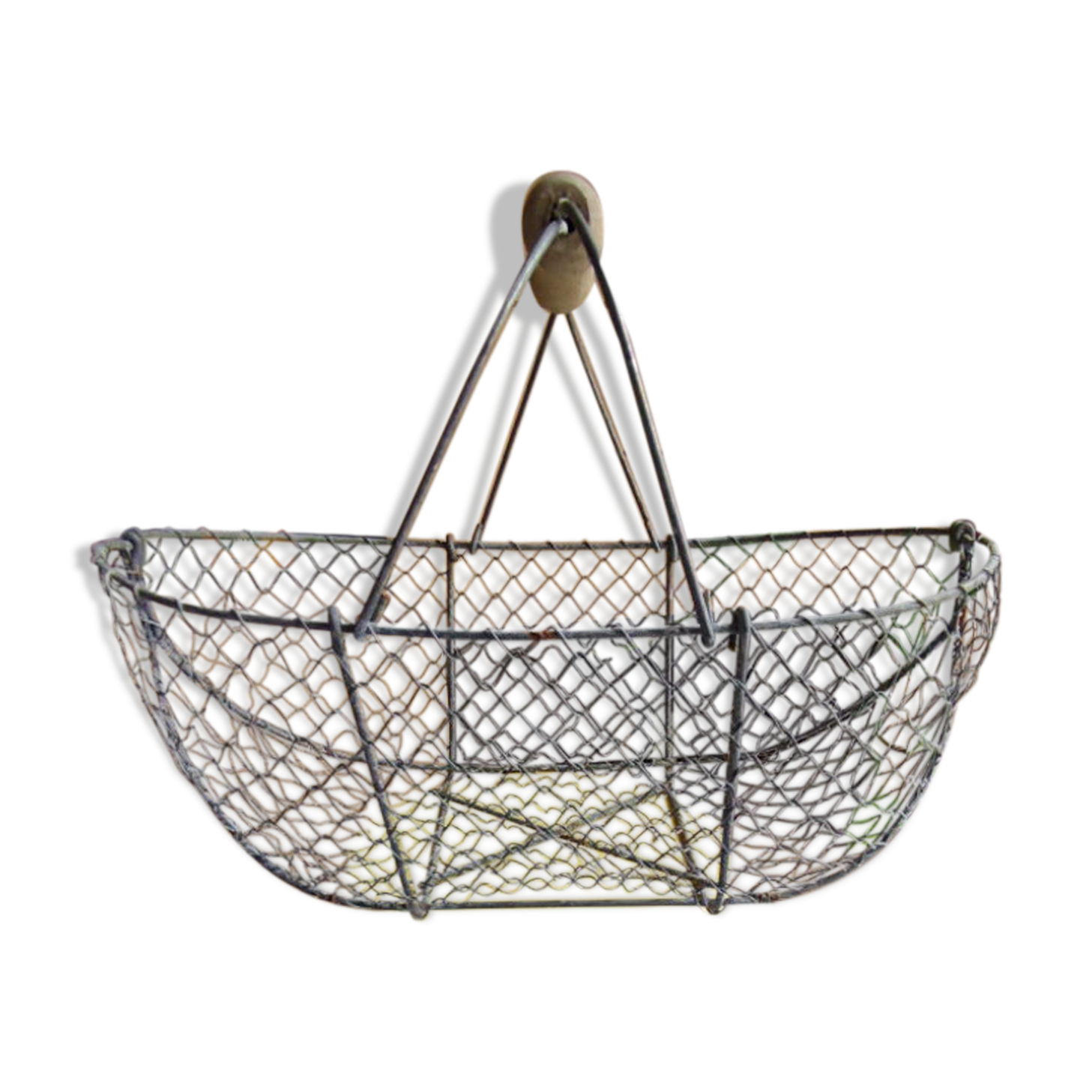 Panier vintage en métal et bois