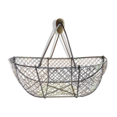 Panier vintage en métal et bois