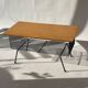 Mid-century metal and wood coffee table with magazine rack, Italy