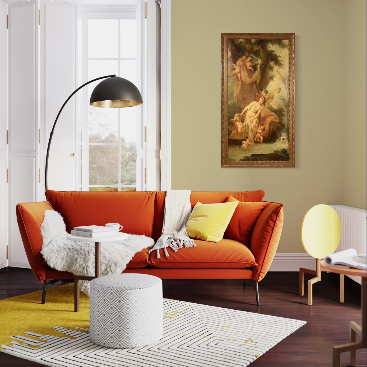 Mythological painting from 19th century, the bath of Venus