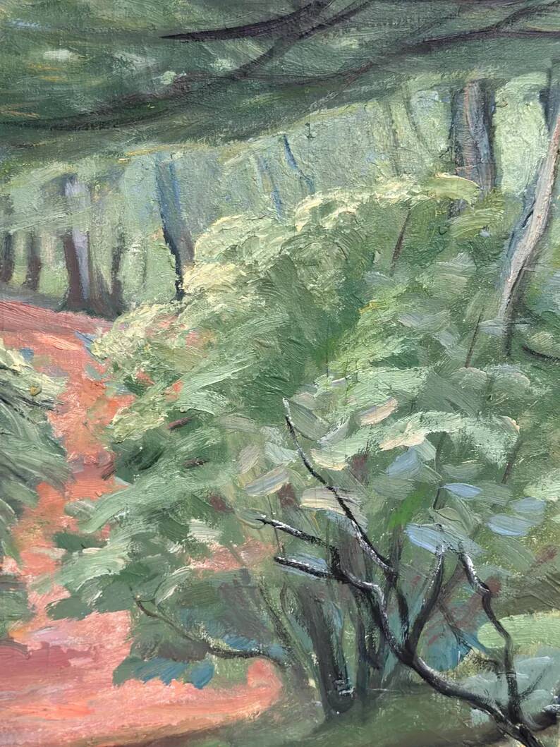 Original Swedish Oil on Canvas – "Path through the Forest" by H.J. Larsson – Signed, Vintage and Framed – 70 x 50 cm (27.5 x 19.6 inches)
