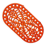 Orange enamelled cast iron oval trivet