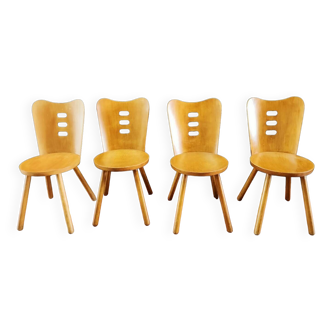 4 chaises en bois, années 70