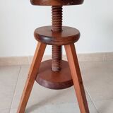 Vintage screw stool in solid oak
