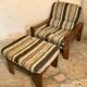 Armchair and vintage ottoman 1960-80 Sweden brutalism