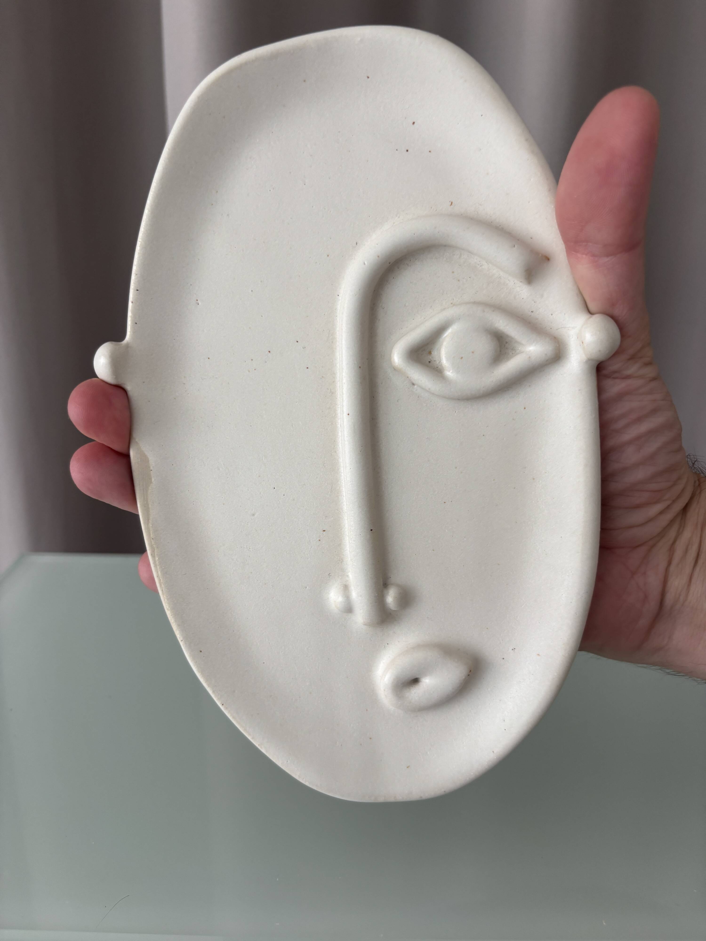 Contemporary Madriguera Workshop Face Tray | Handmade Stoneware Catchall |