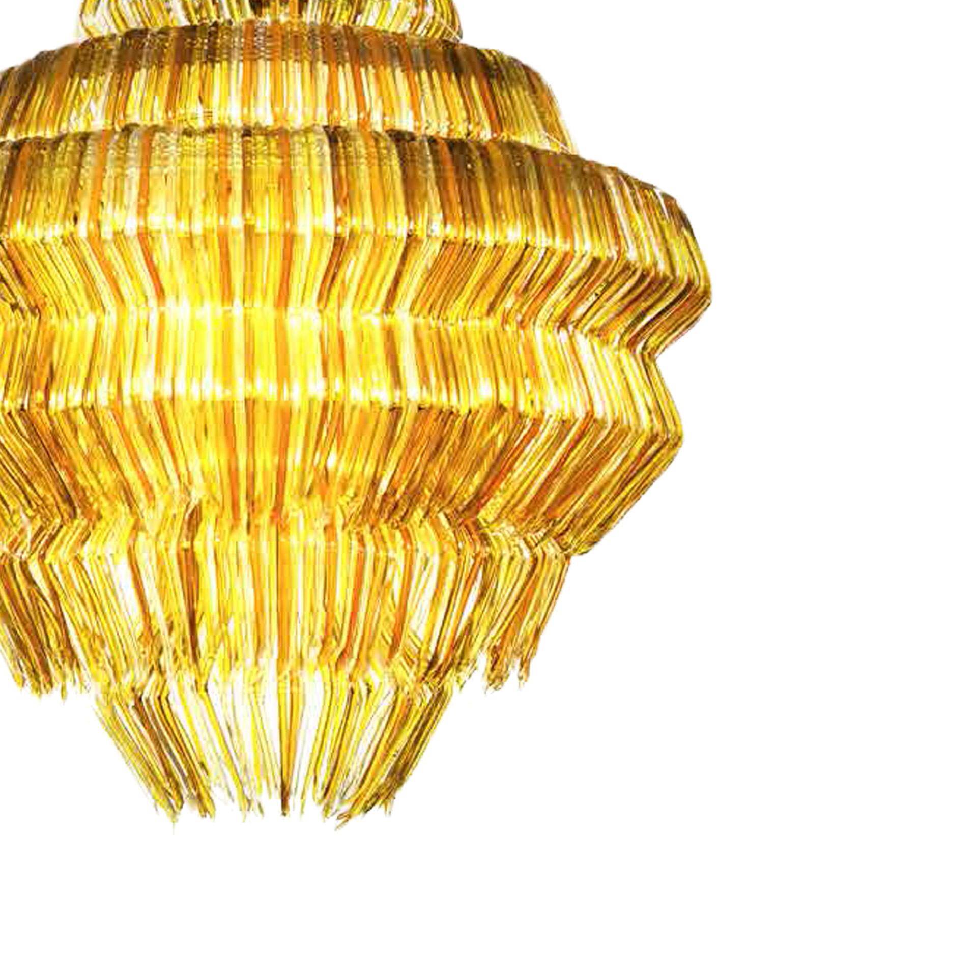 Gold Resin Chandelier Mod Brilli G by Jacopo Foggini