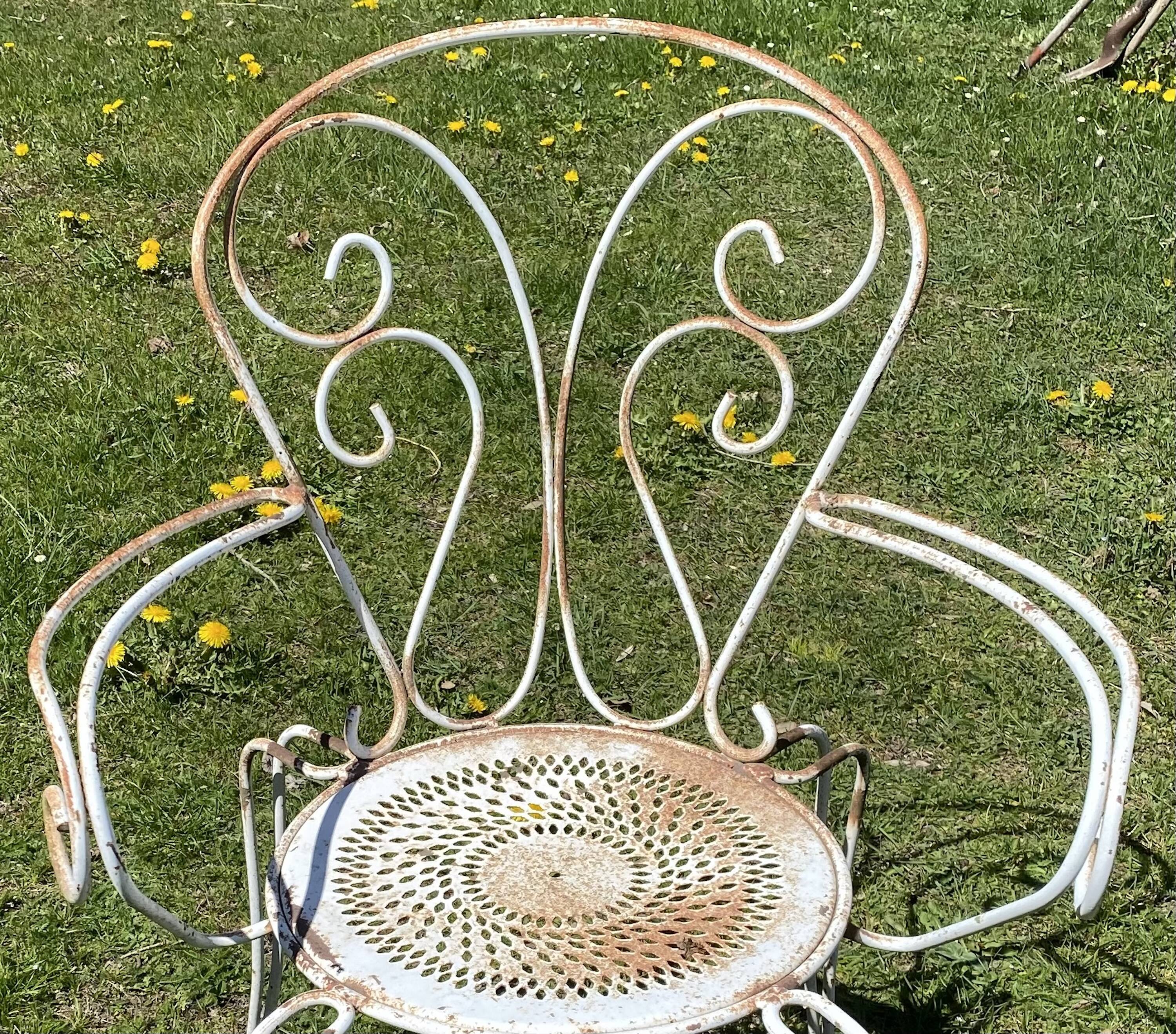 Fauteuil de jardin fer forgé vintage 1950