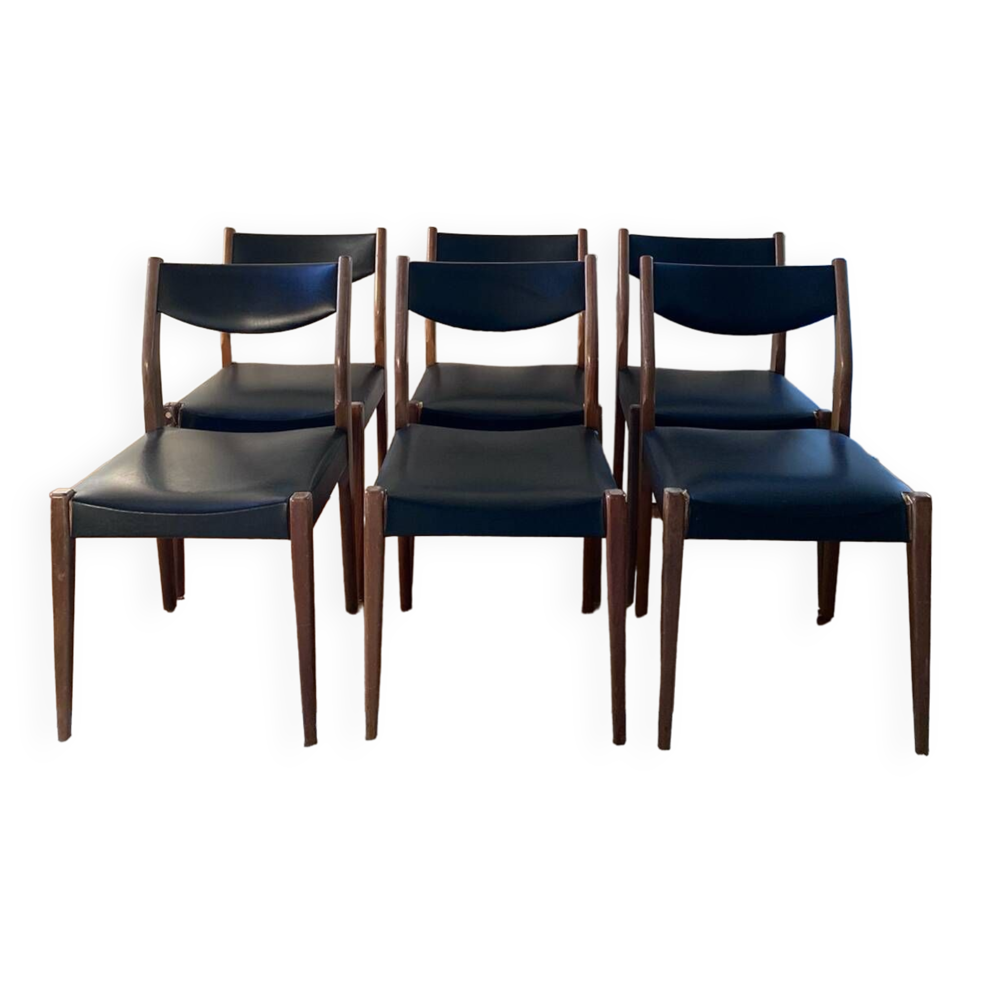 Set of six Scandinavian chairs in vintage teak 1960