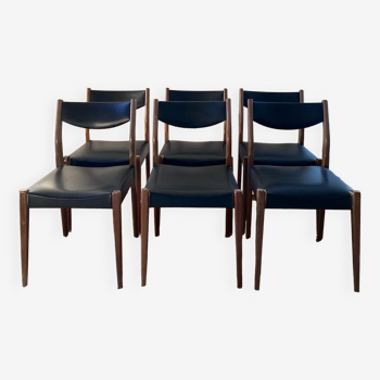 Set of six Scandinavian chairs in vintage teak 1960