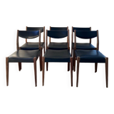 Set of six Scandinavian chairs in vintage teak 1960