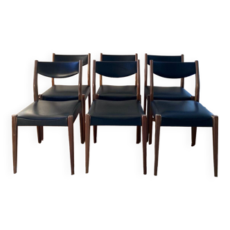 Set of six Scandinavian chairs in vintage teak 1960