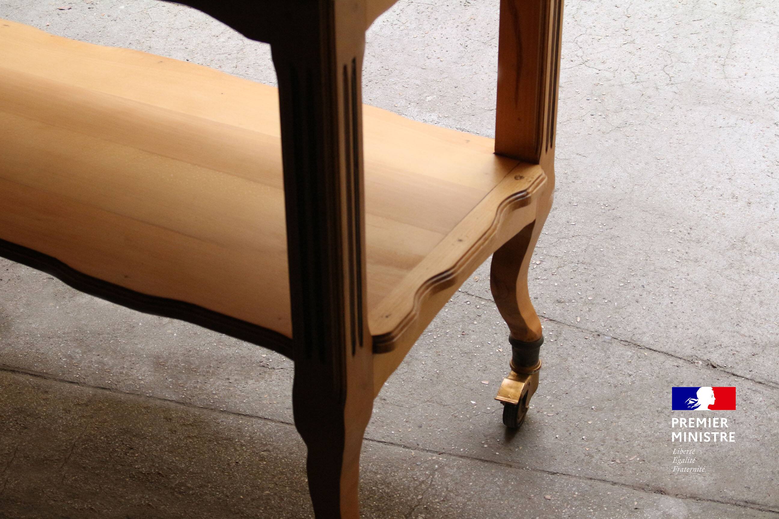 Large solid beech serving trolley from... the Hôtel Matignon!