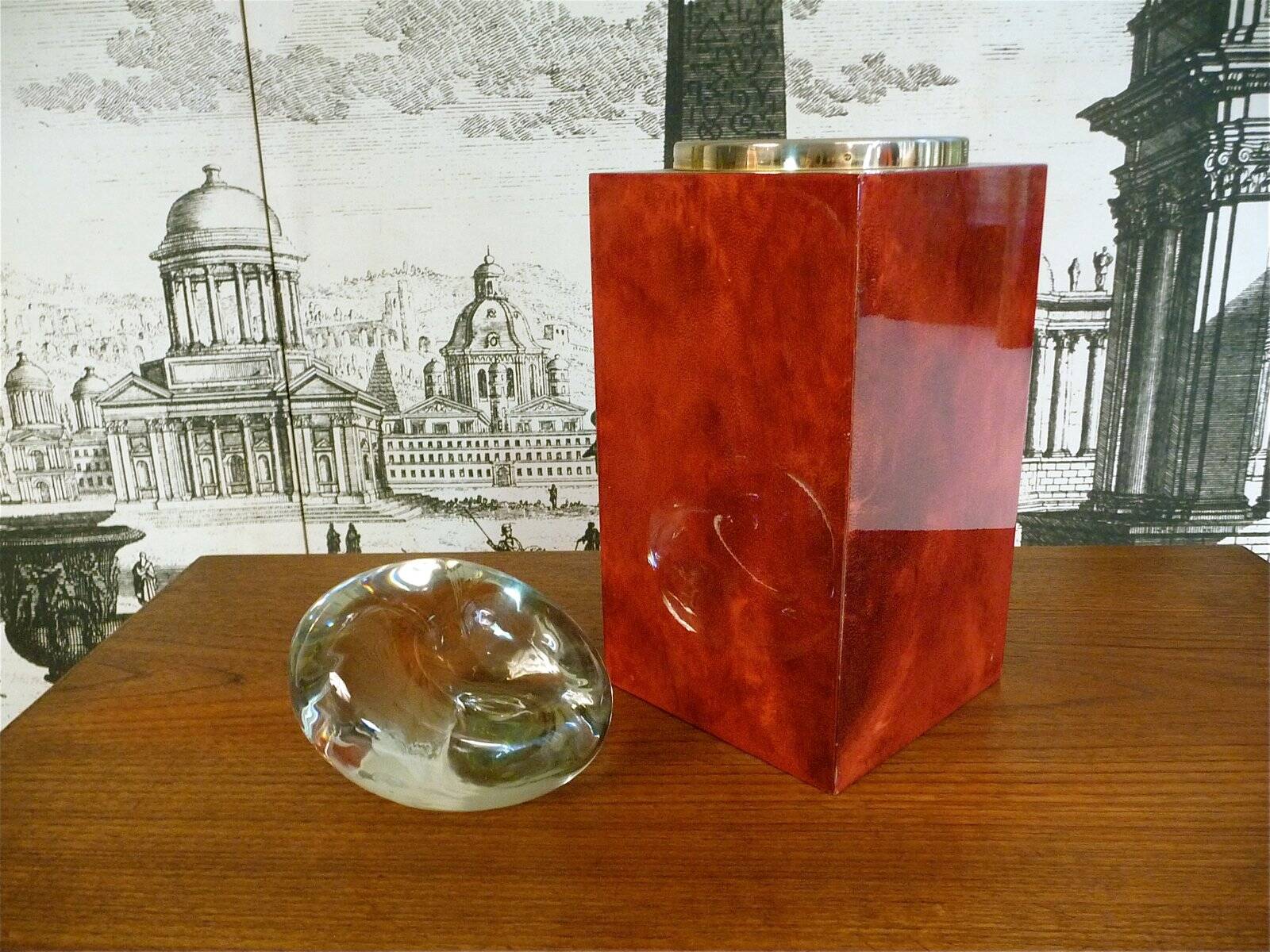 Ice Bucket or bottle cooler with brass details by Aldo Tura, Italy 1960s