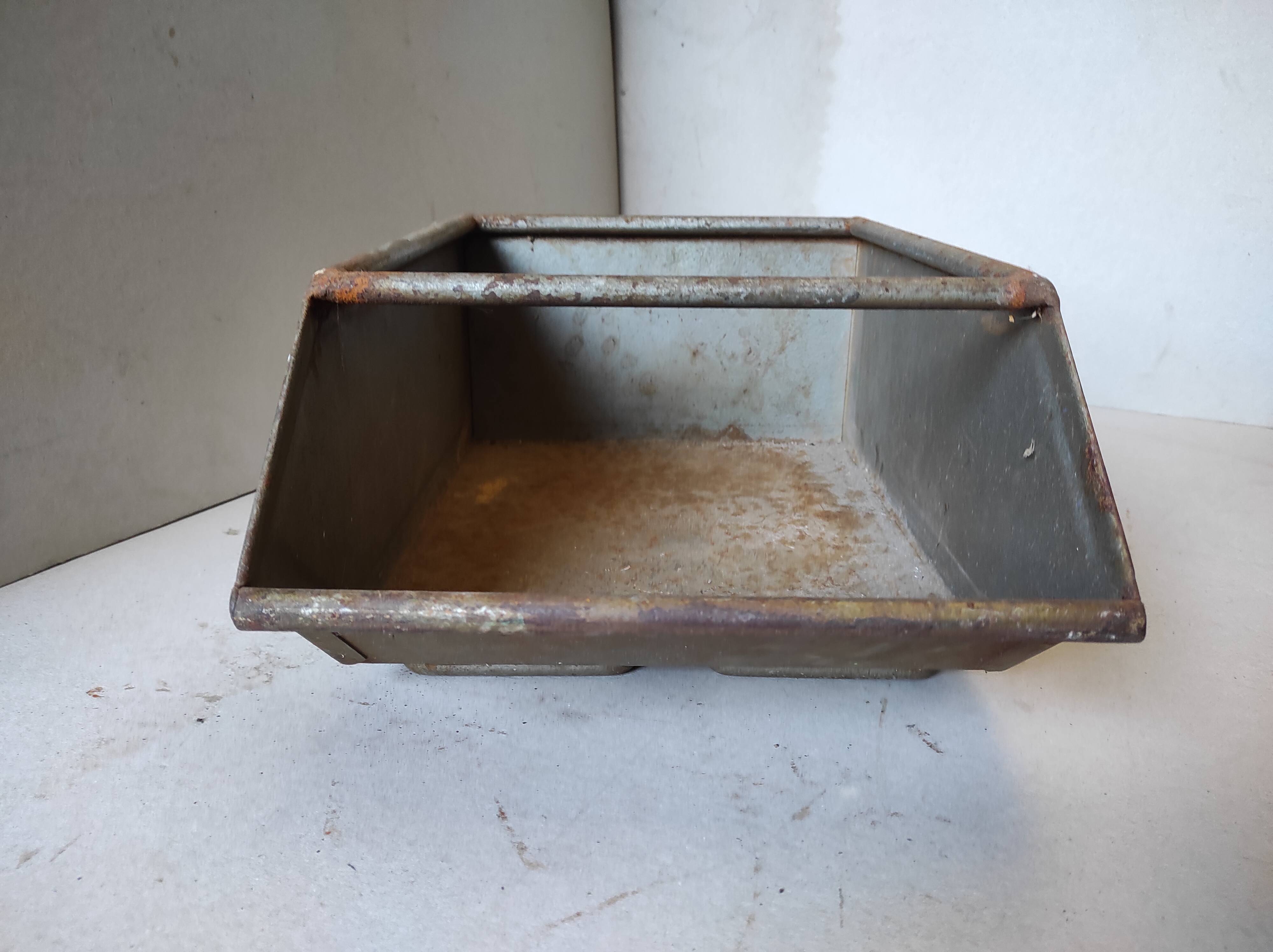 Old Valentini metal crate/locker with vintage industrial stackable spout