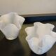 Duo of vintage handkerchief vases in glass paste