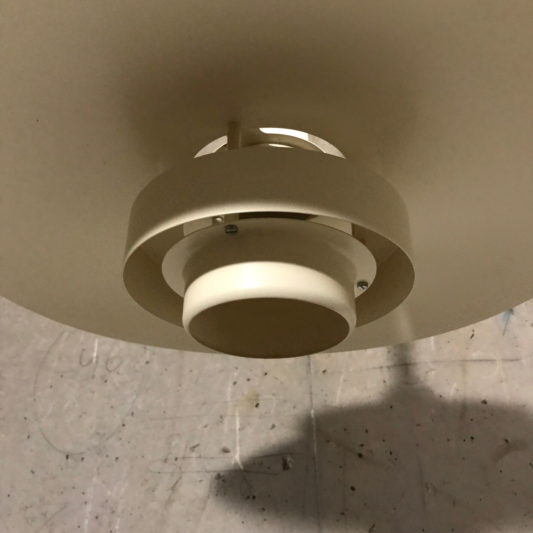 White metal hanging lamp 1970