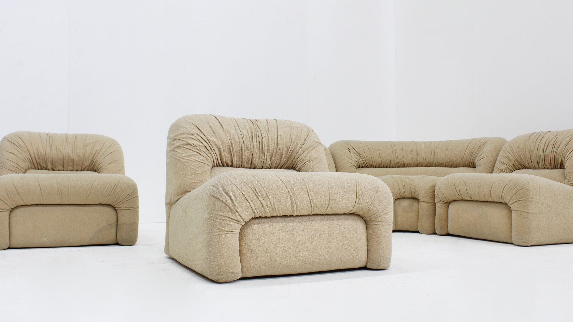 Canapé modulaire incurvé italien vintage des années 1970, ensemble de 5