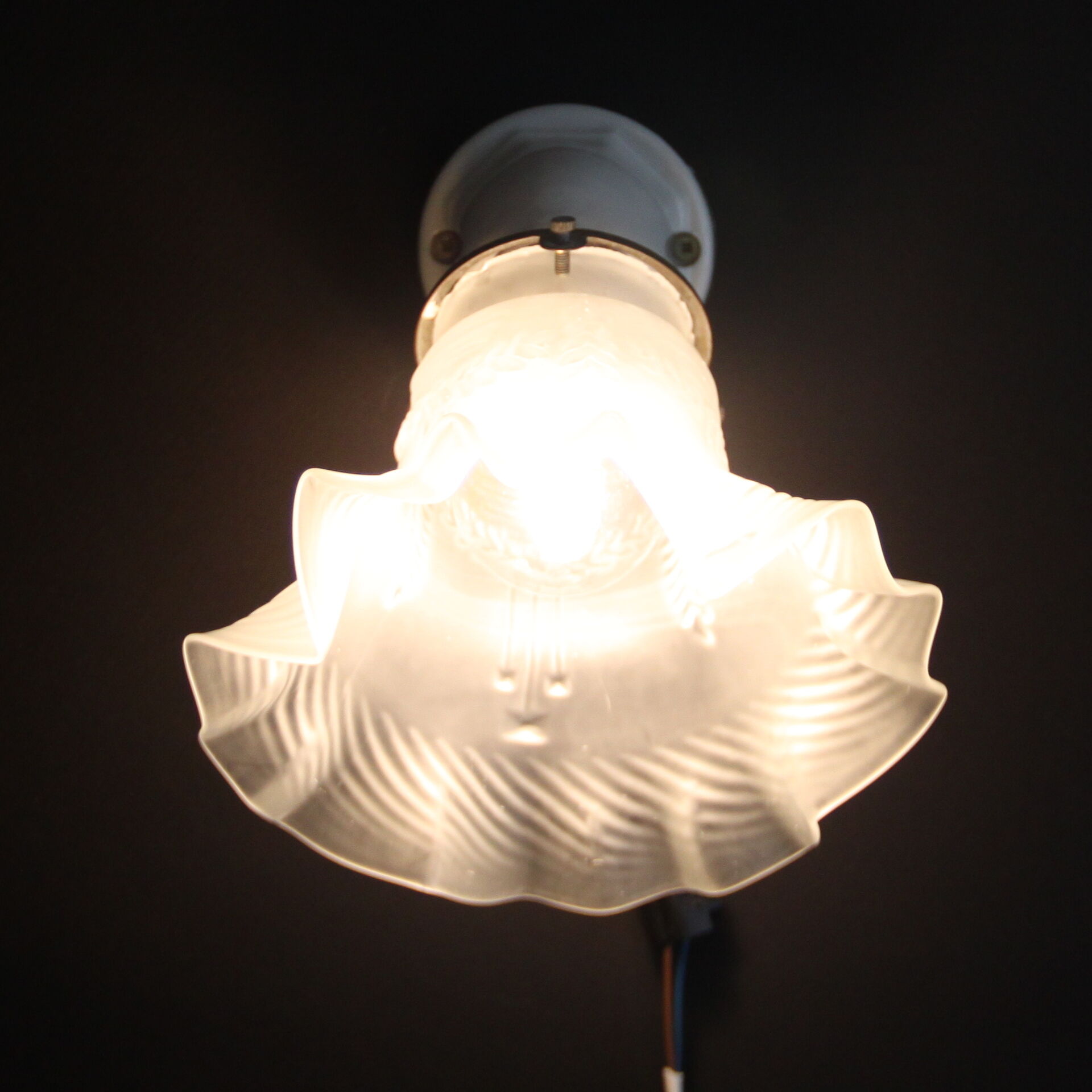 Wall light old wall peg ceramic porcelain, Tulip glass