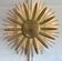 Large golden hammered metal sun wall light with a diameter of 90 cm from the year