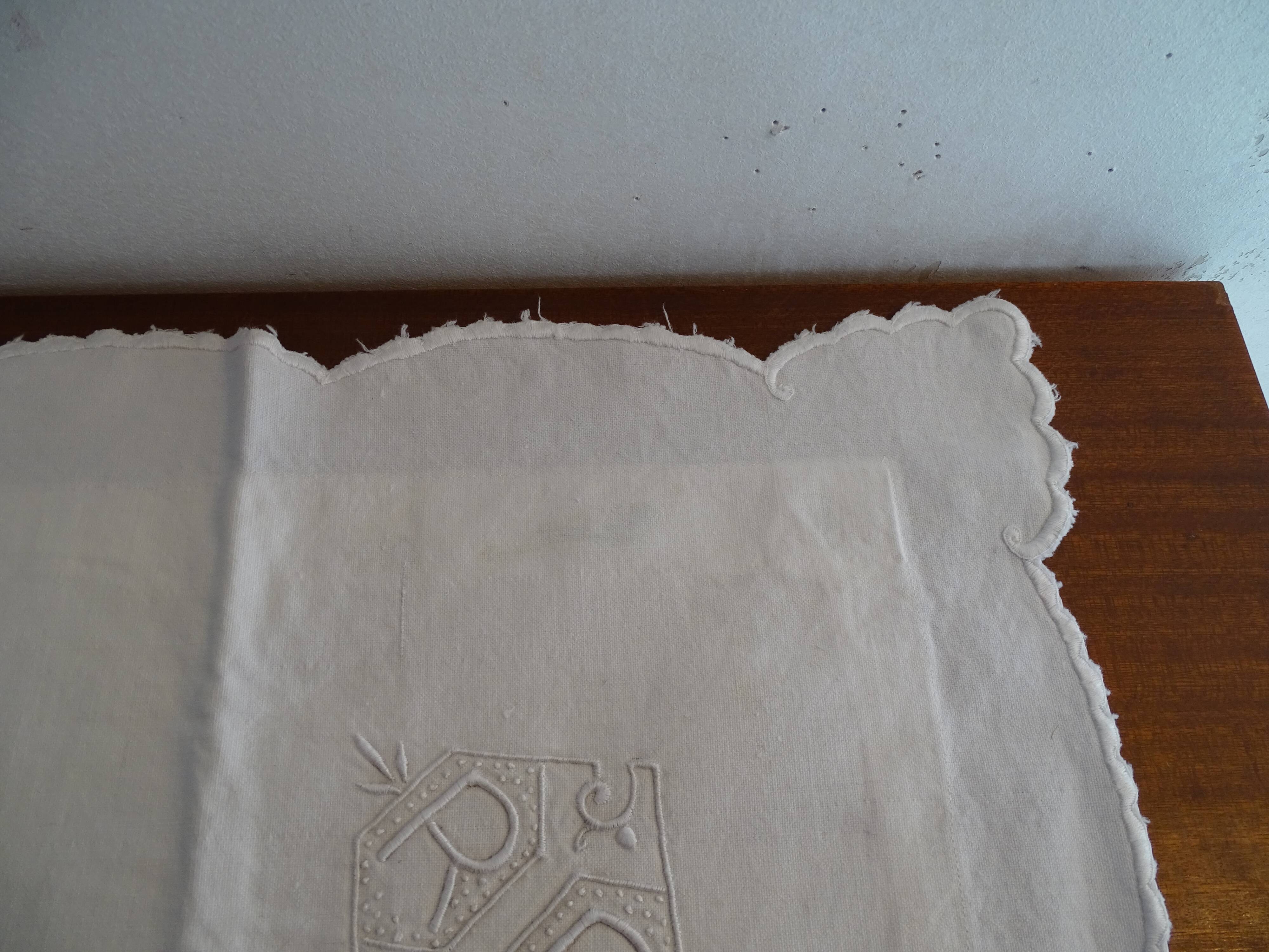 2 old R.A embroidered pillowcases in 73cm by 73cm cotton