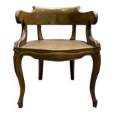 Fauteuil de bureau Louis Philippe en noyer et cannage