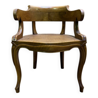 Louis Philippe office chair in walnut and caning