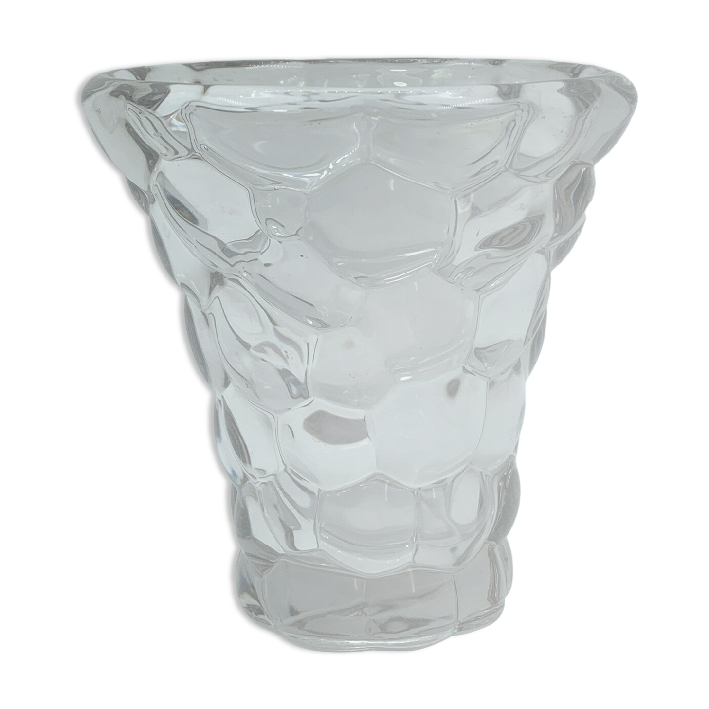 Glass vase or transparent crystal honeycomb art deco