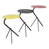 Three colorful 1950s nesting tables