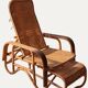 Mid-century adjustable rattan lounge chair with retractable footrest, Japan