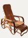 Chaise longue en rotin ajustable des années 50 avec repose-pieds rétractable, Japon