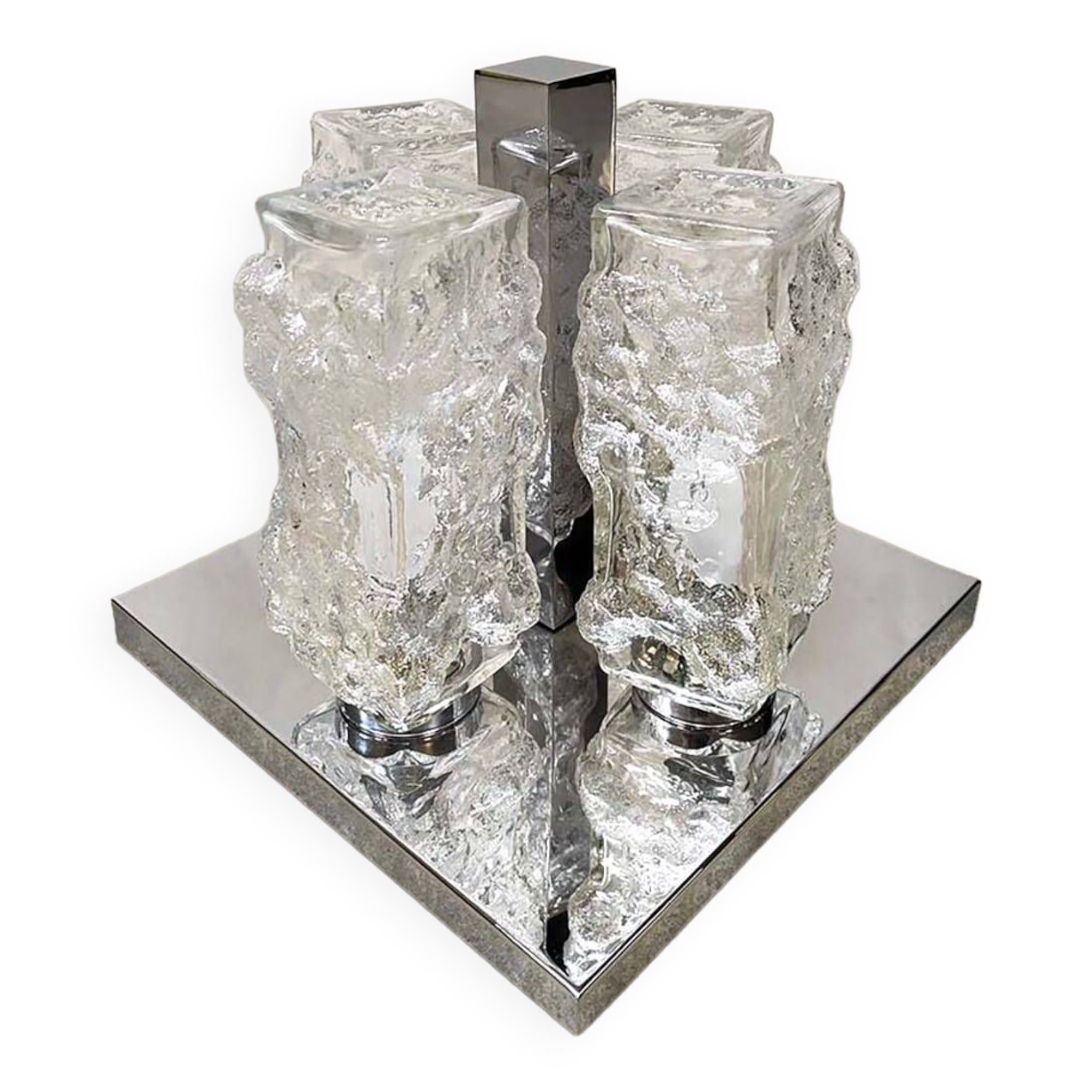 Vintage design Ice glass Flush Mount ceiling lamp 'Ice cubes'