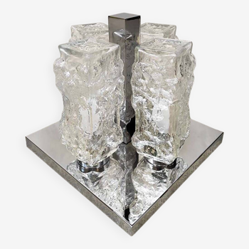 Plafonnier encastré en verre de glace design vintage 'Ice cubes'