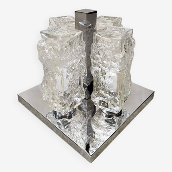 Vintage design Ice glass Flush Mount ceiling lamp 'Ice cubes'