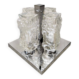 Vintage design Ice glass Flush Mount ceiling lamp 'Ice cubes'