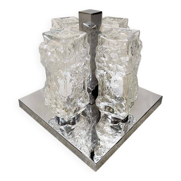 Vintage design Ice glass Flush Mount ceiling lamp 'Ice cubes'