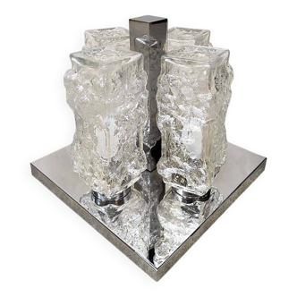 Plafonnier encastré en verre de glace design vintage 'Ice cubes'