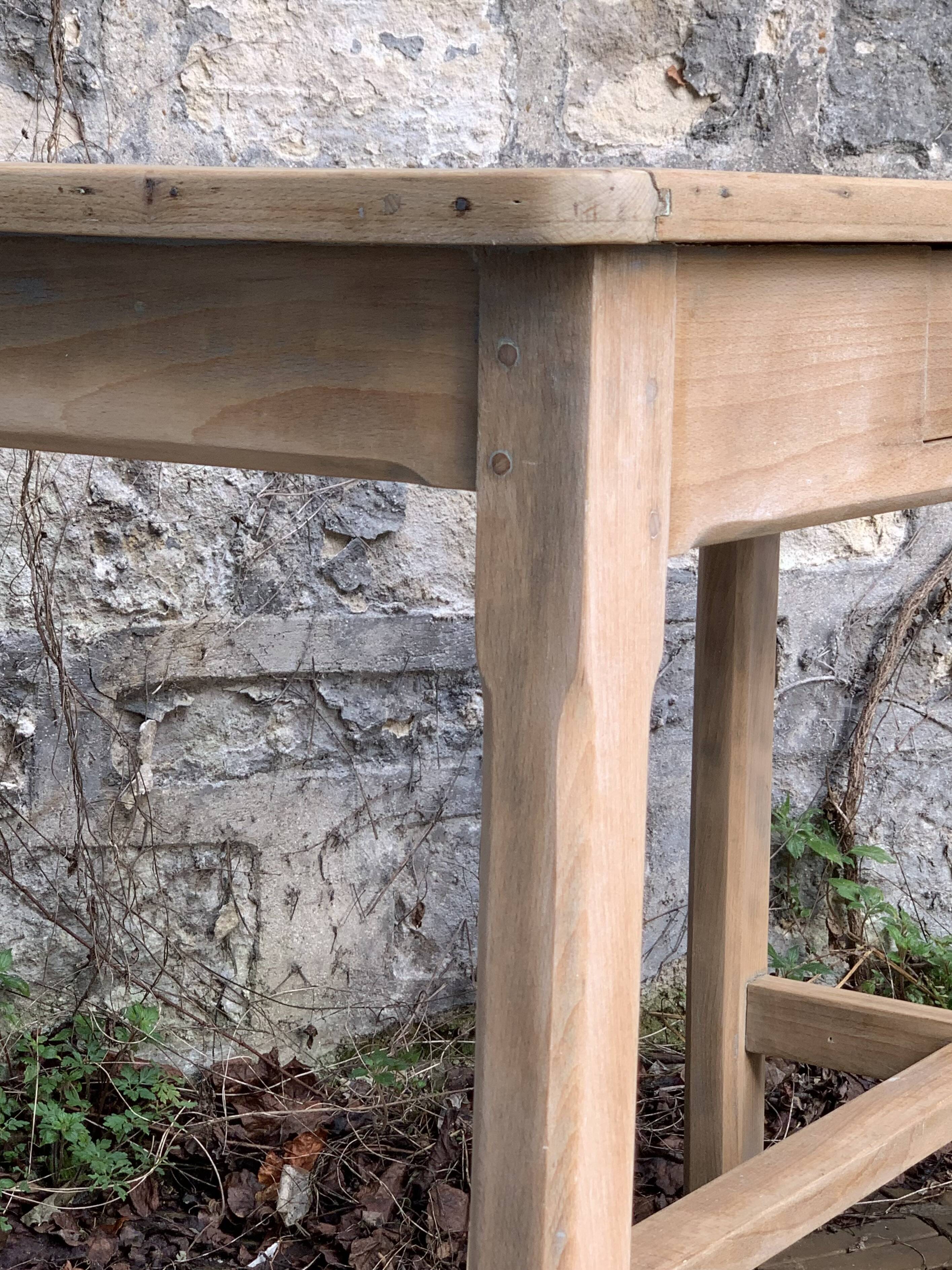 Art Deco farmhouse table in raw wood