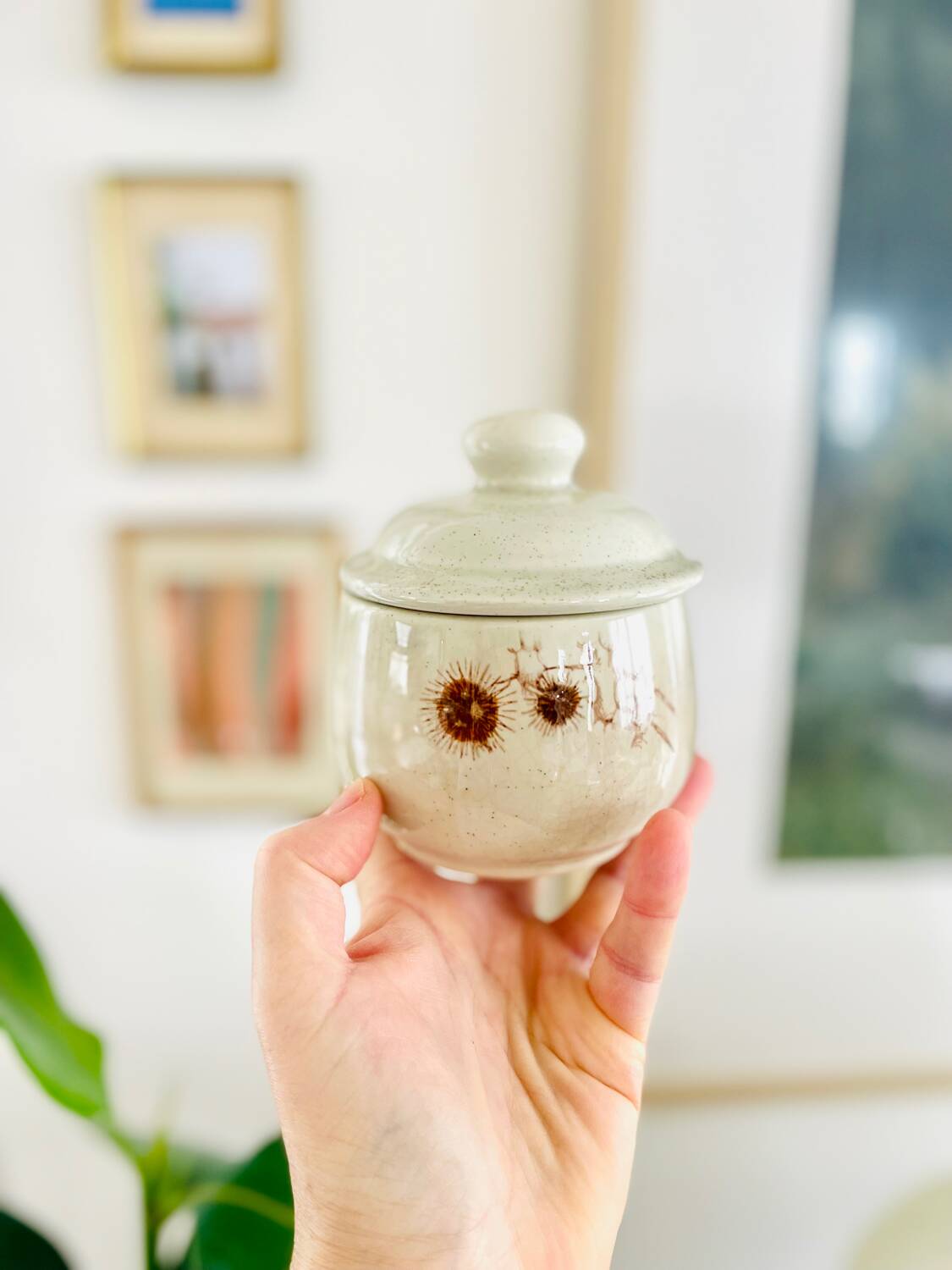 Vintage sandstone sugar bowl Sarreguemines France